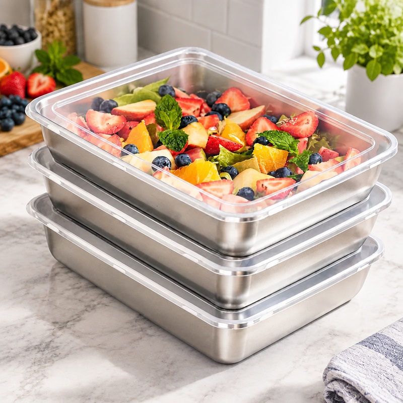 Food Storage Meals - 투명 뚜껑이 달린 스테인리스 스틸 식품