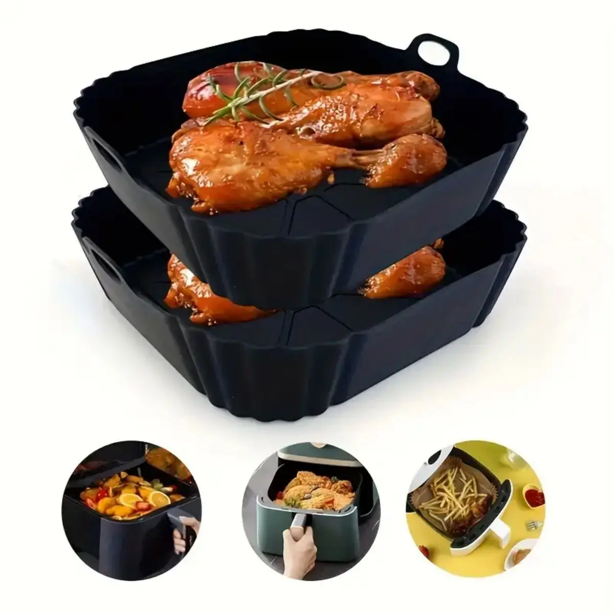 재사용 가능한 에어 프라이어 실리콘 냄비 비 스틱 베이 - Food Storage With Dividers 리뷰 및 가격
