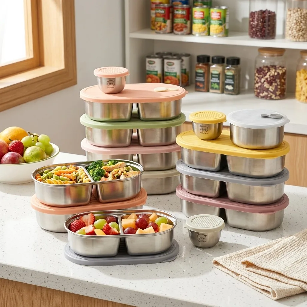 전자레인지 사용 가능, 304 스테인리스 스틸 소재의  - Food Storage With Dividers 리뷰 및 가격