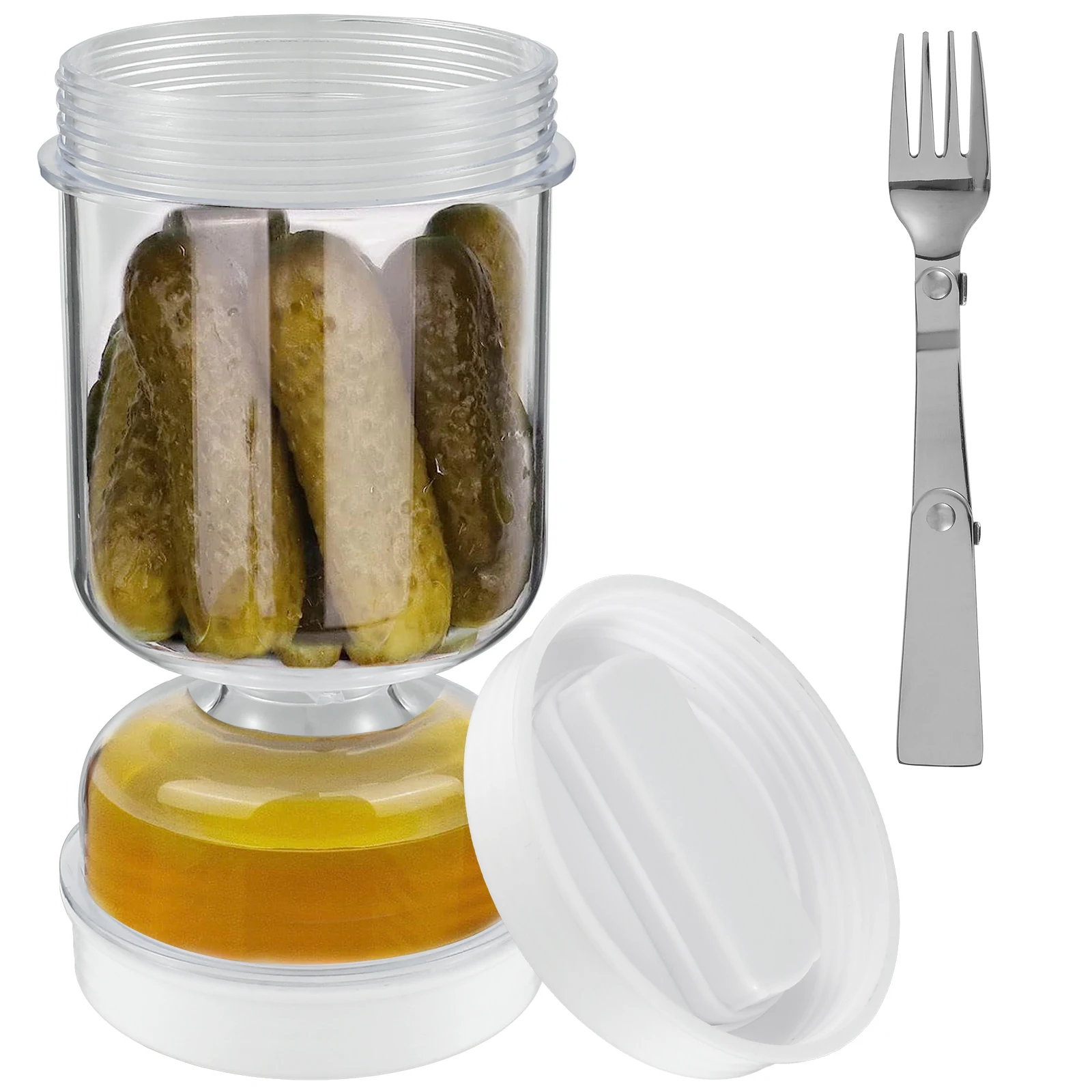 포크가있는 피클 항아리 건식 및 습식 디스펜서 피클 및 - Food Storage With Dividers 리뷰 및 가격
