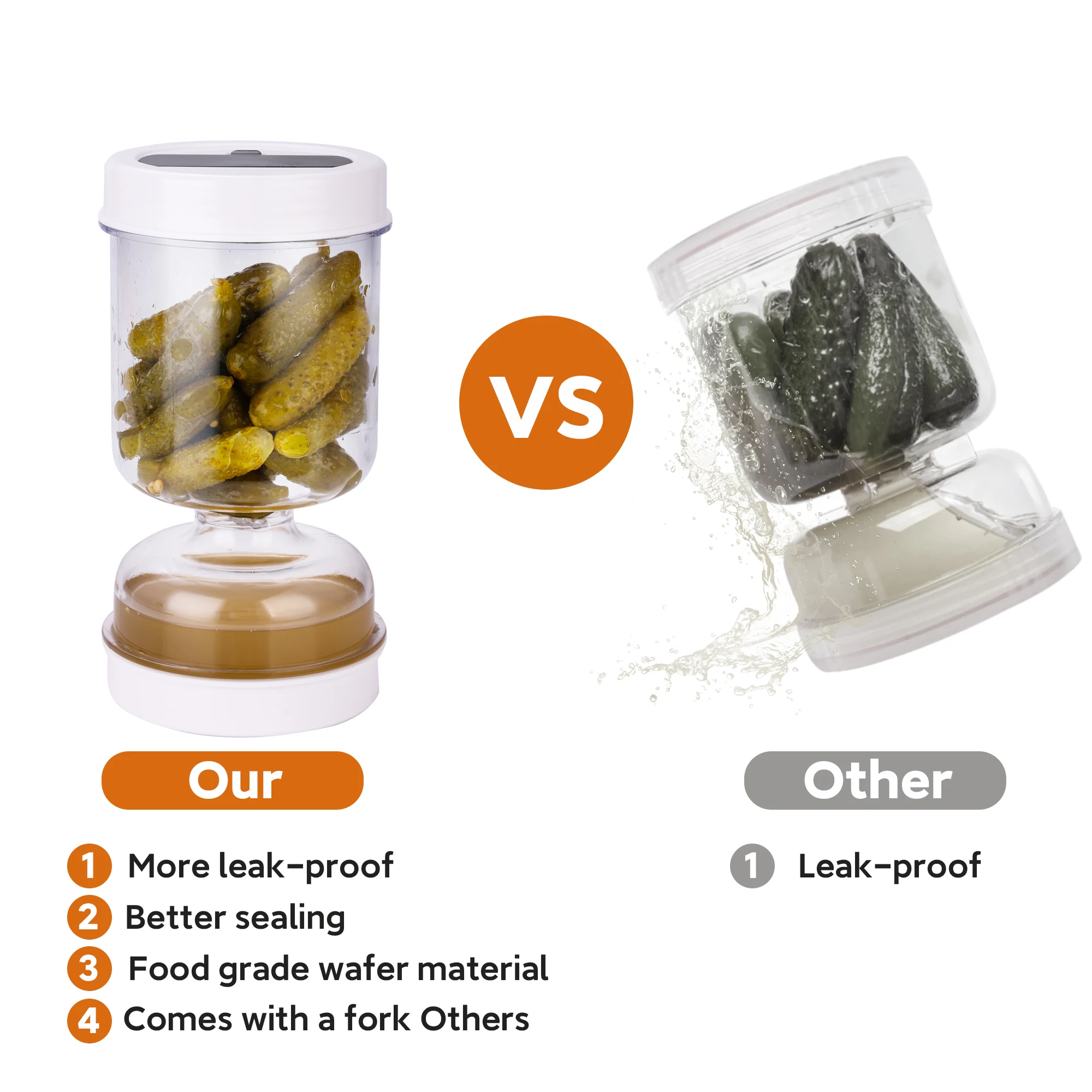 포크가있는 피클 항아리 건식 및 습식 디스펜서 피클 및 - Food Storage With Dividers 리뷰 및 가격