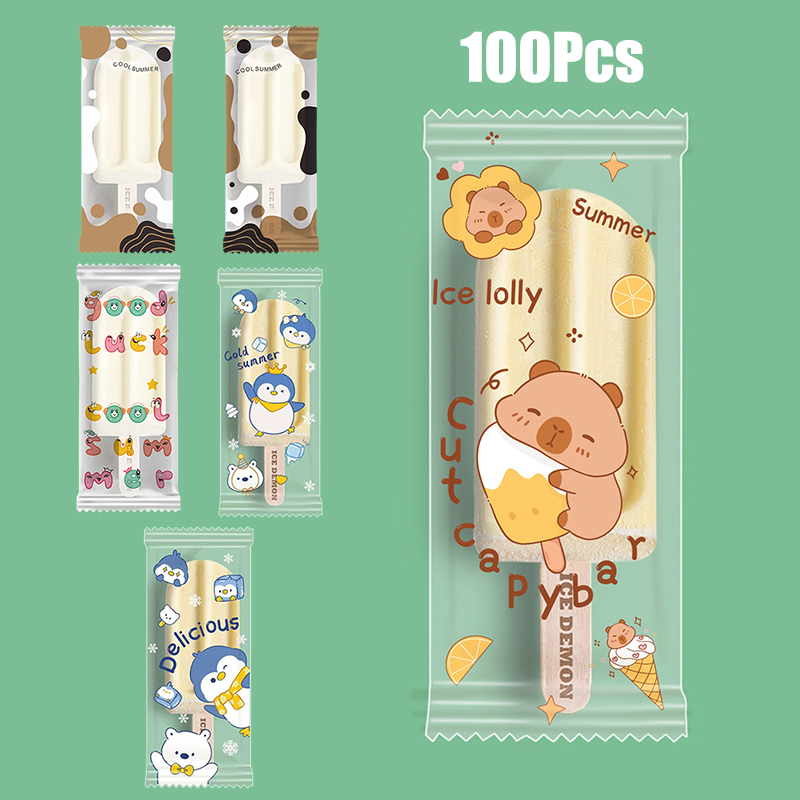 ~100개입 귀여운 만화 디자인의 식품 등급 아이스크림 - Food Storage Bag 리뷰 및 가격